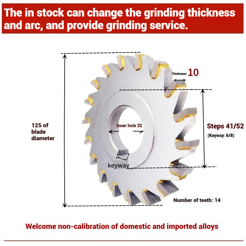 1057-Alloy three-face milling cutter can be customized tungsten steel 63 80 100 125 YW2 steel parts milling slot welding disk cutter Shandong Denso Pricision Tools Co.,Ltd.